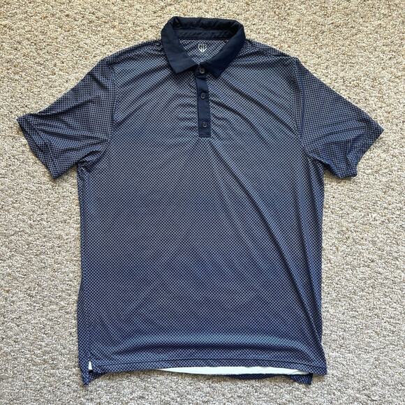 Graham Luxe Mens Polo Shirt Large Blue Wave Golf Performance Lightweight Outdoor - Picture 1 of 6